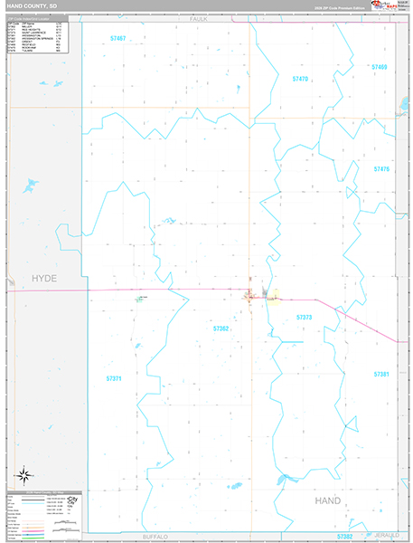 Hand County, SD Carrier Route Wall Map