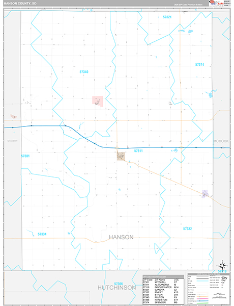 Hanson County, SD Zip Code Map