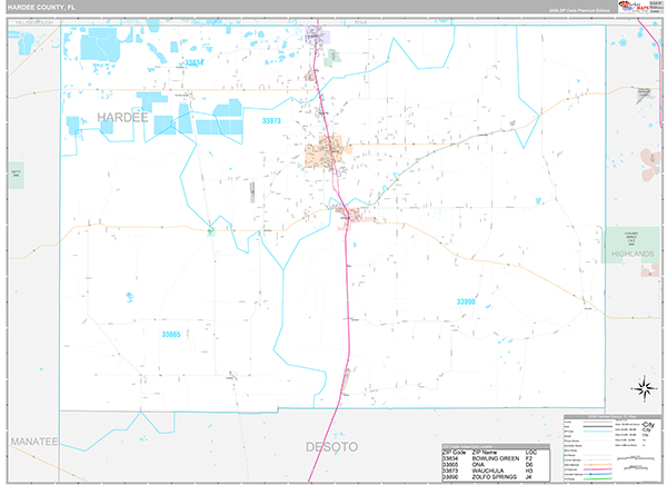 Hardee County, FL Wall Map