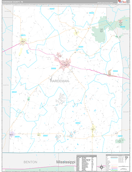 Hardeman County, TN Zip Code Map