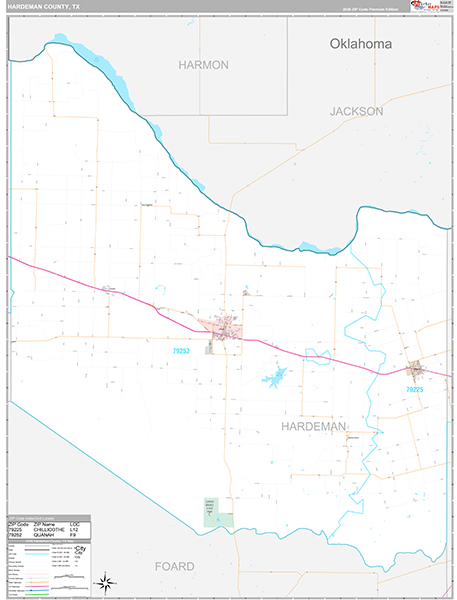 Hardeman County, TX Zip Code Map