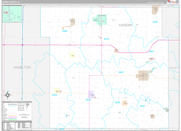 Hardin County, IA Zip Code Map