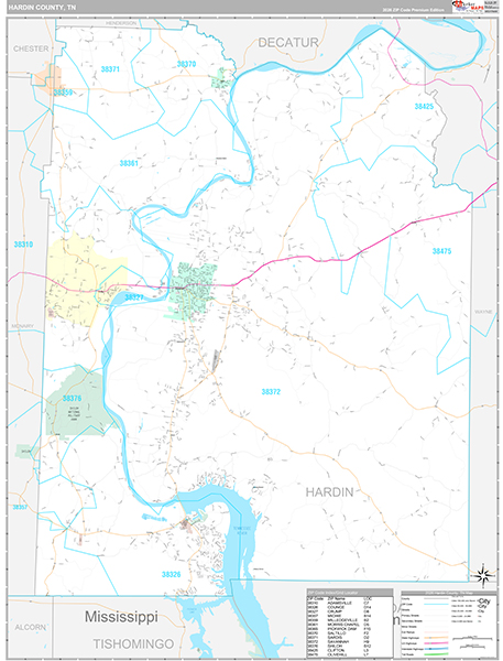 Hardin County, TN Zip Code Map