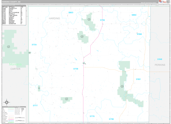 Harding County Wall Map Premium Style