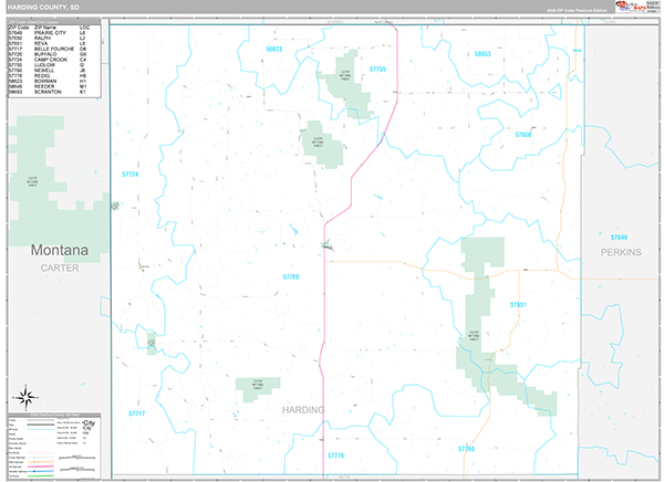 Harding County, SD Wall Map