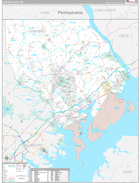 Harford County, MD Wall Map