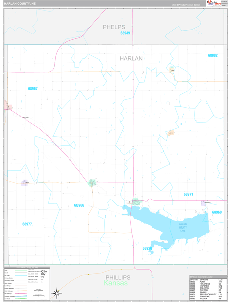 Harlan County, NE Wall Map