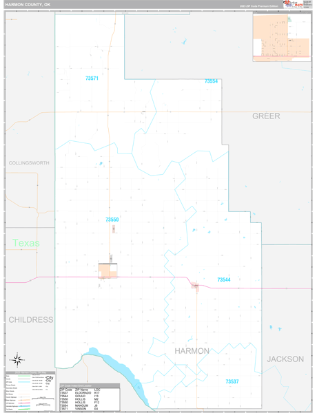 Harmon County, OK Wall Map