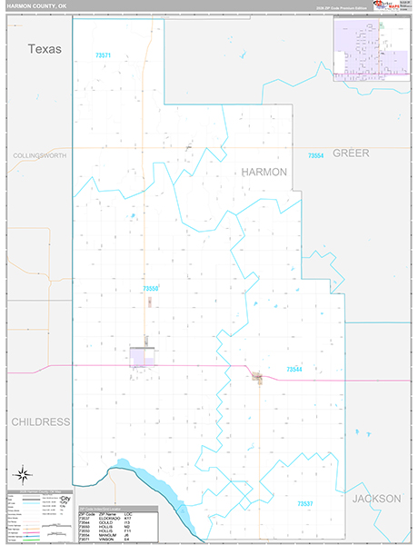 Harmon County, OK Wall Map