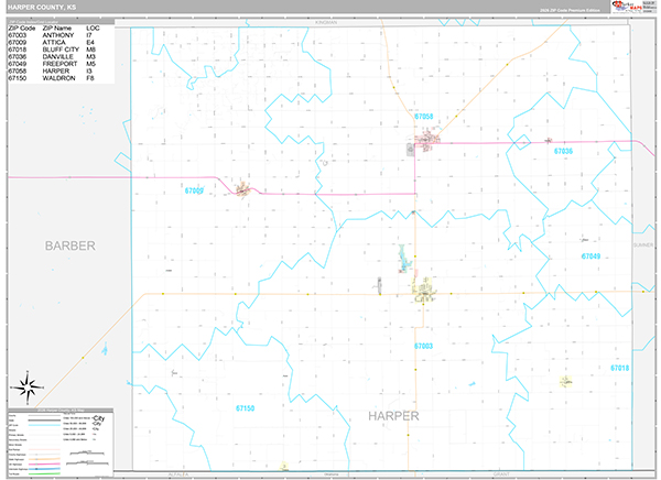 Harper County, KS Wall Map