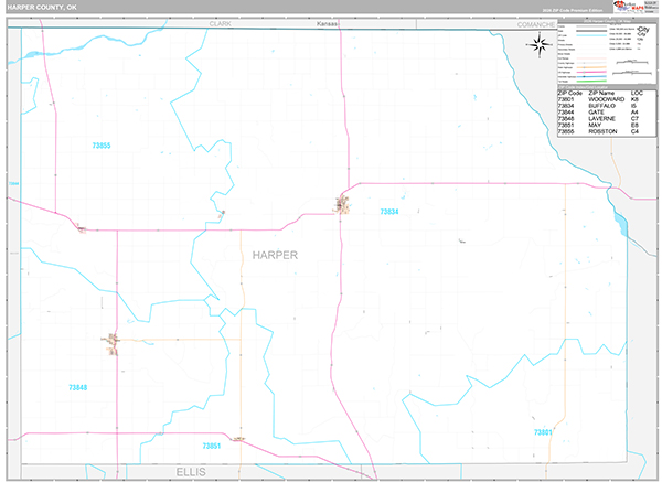 Harper County, OK Wall Map