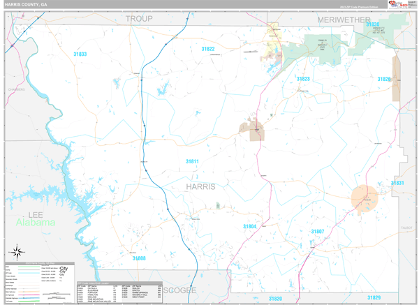 Harris County, GA Wall Map