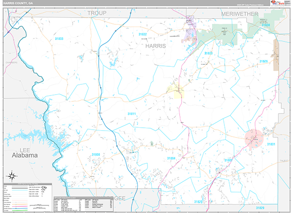 Harris County, GA Wall Map