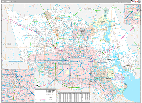 Harris County, TX Zip Code Map