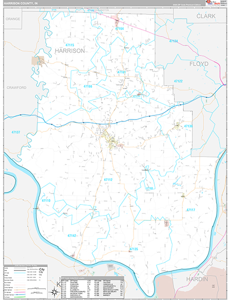 Harrison County, IN Zip Code Map