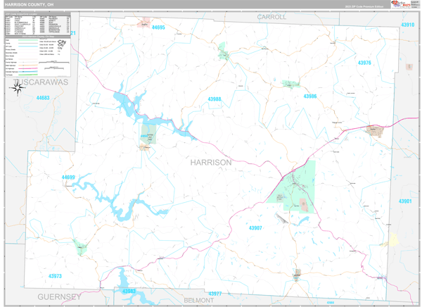 Harrison County, OH Wall Map