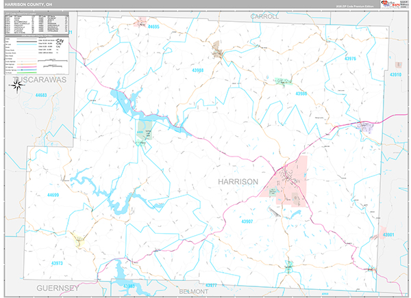 Harrison County, OH Zip Code Map