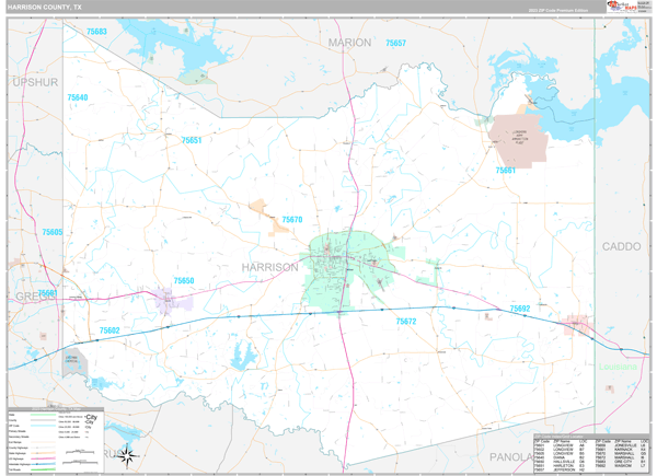Harrison County, TX Wall Map