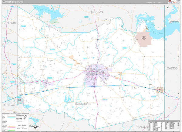 Harrison County, TX Zip Code Map