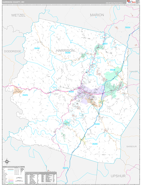 Harrison County, WV Zip Code Map