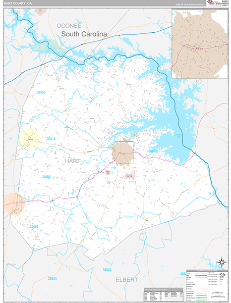 Hart County, GA Zip Code Map