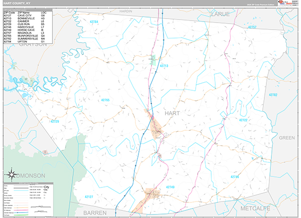 Hart County, KY Zip Code Map