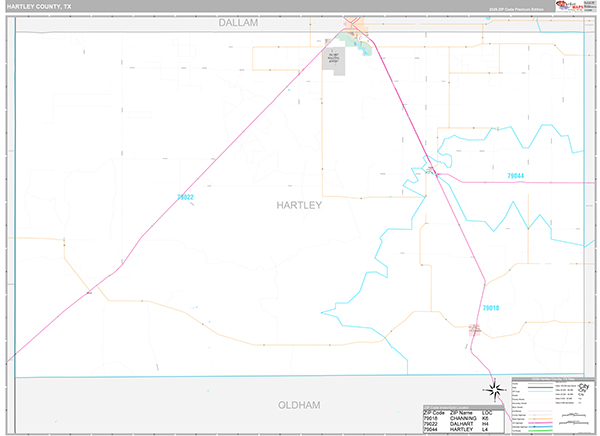 Hartley County, TX Zip Code Map