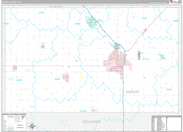 Harvey County, KS Wall Map