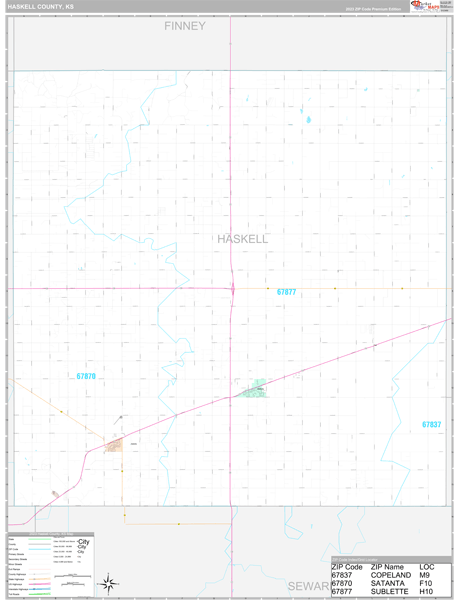 Haskell County, KS Carrier Route Wall Map