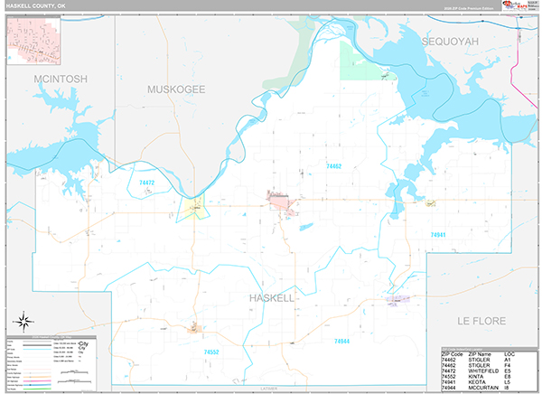 Haskell County, OK Wall Map