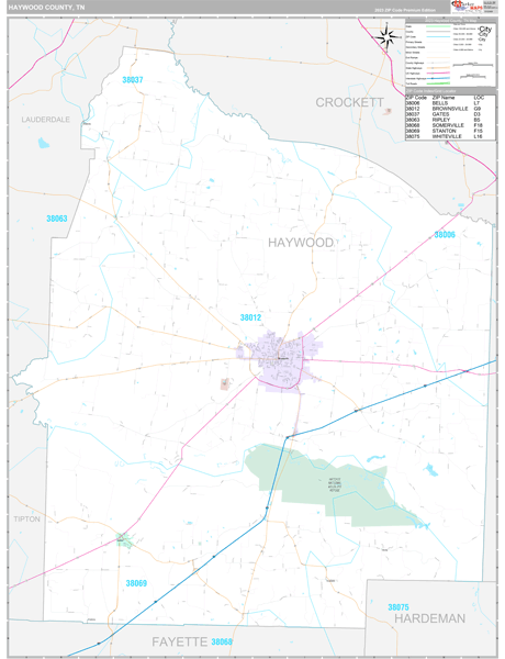 Haywood County, TN Zip Code Map