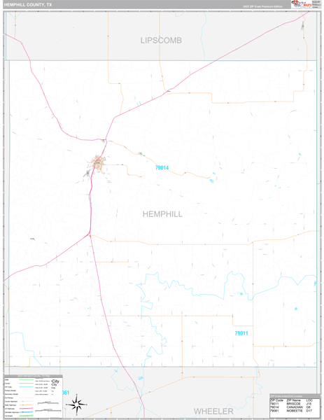 Hemphill County, TX Wall Map Premium Style