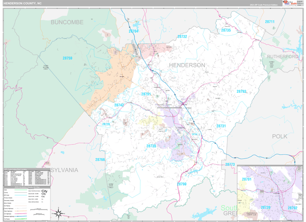 Henderson County, NC Wall Map