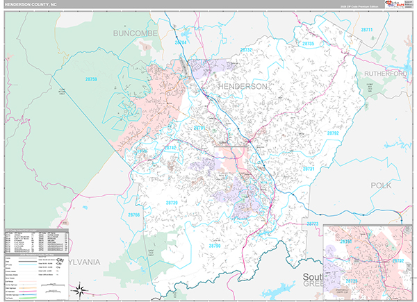 Henderson County, NC Wall Map