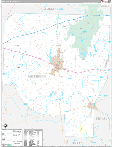 Henderson County, TN Zip Code Map