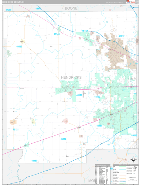 Hendricks County, IN Map Premium Style