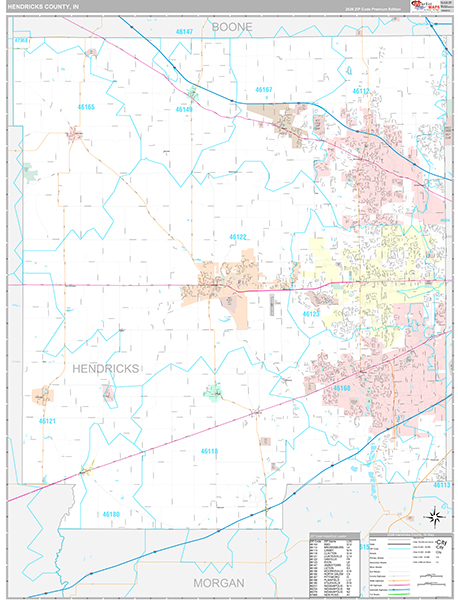 Hendricks County, IN Zip Code Map