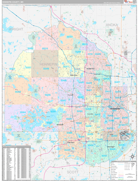 Hennepin County, MN Wall Map