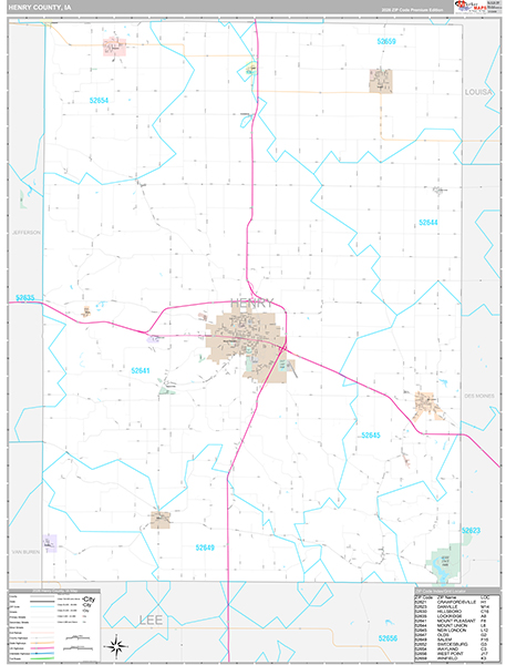 Henry County, IA Carrier Route Wall Map
