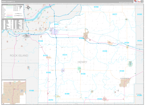 Henry County, IL Wall Map