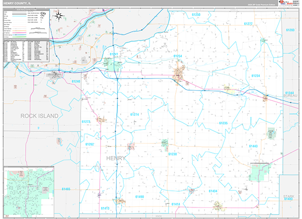 Henry County, IL Zip Code Map