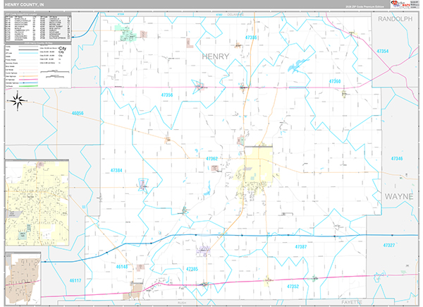 Henry County, IN Zip Code Map