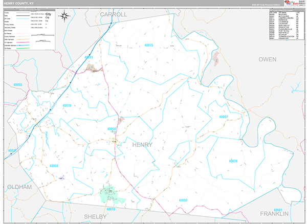 Henry County, KY Zip Code Map