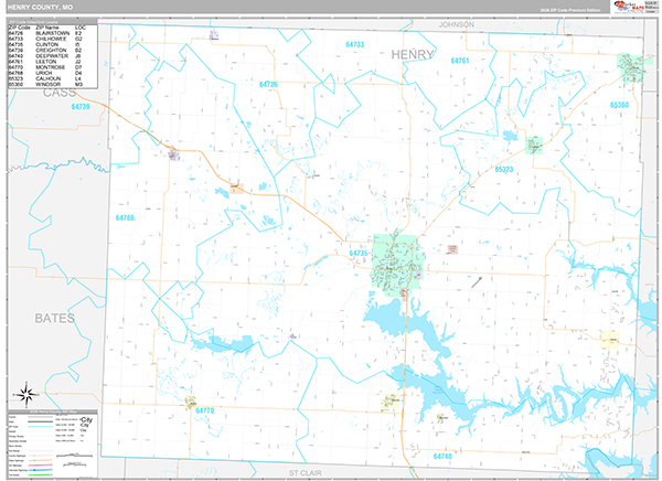 Henry County, MO Wall Map