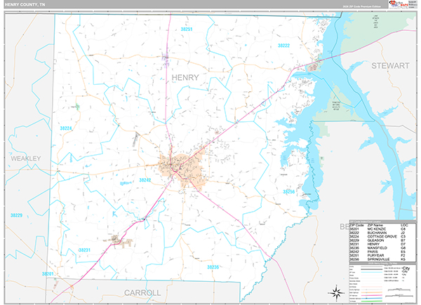 Henry County, TN Zip Code Map