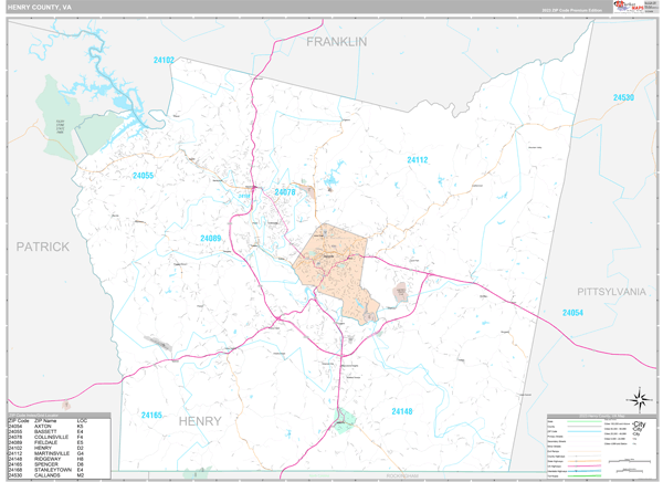 Henry County, VA Zip Code Map