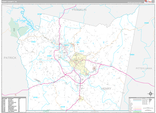 Henry County, VA Wall Map