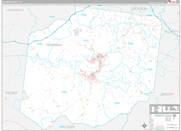 Hickman County, TN Zip Code Map