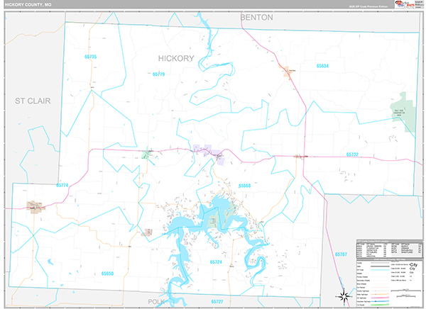 Hickory County, MO Map Premium Style
