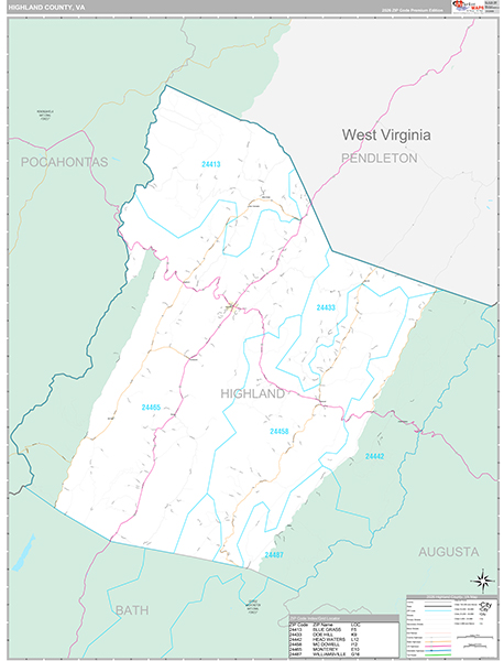 Highland County, VA Wall Map